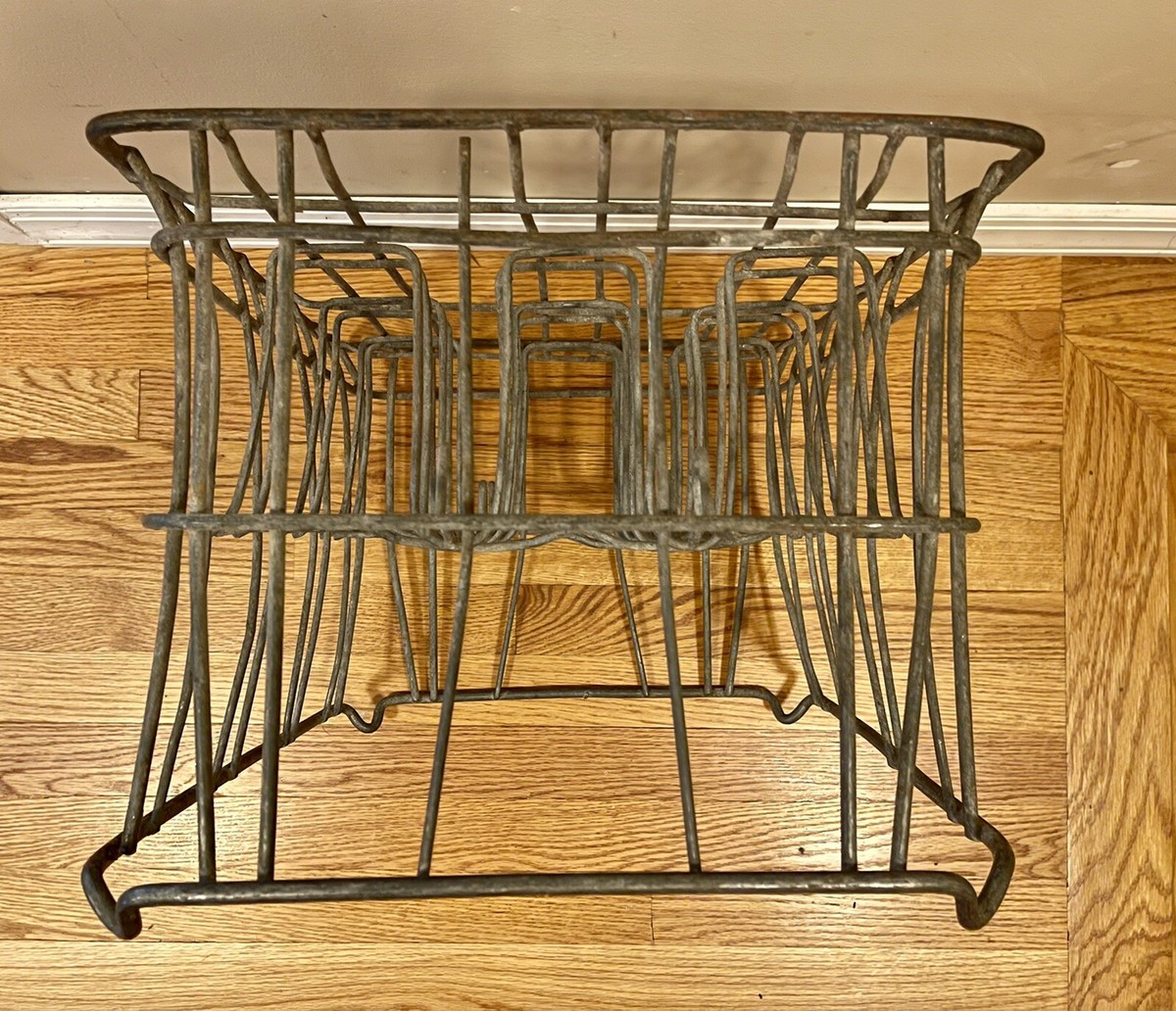 テント・タープ Vtg wire l milk crate USA 70's Vintage 1970s Galvanized Metal Wire Dairy Milk Crate ~ 18