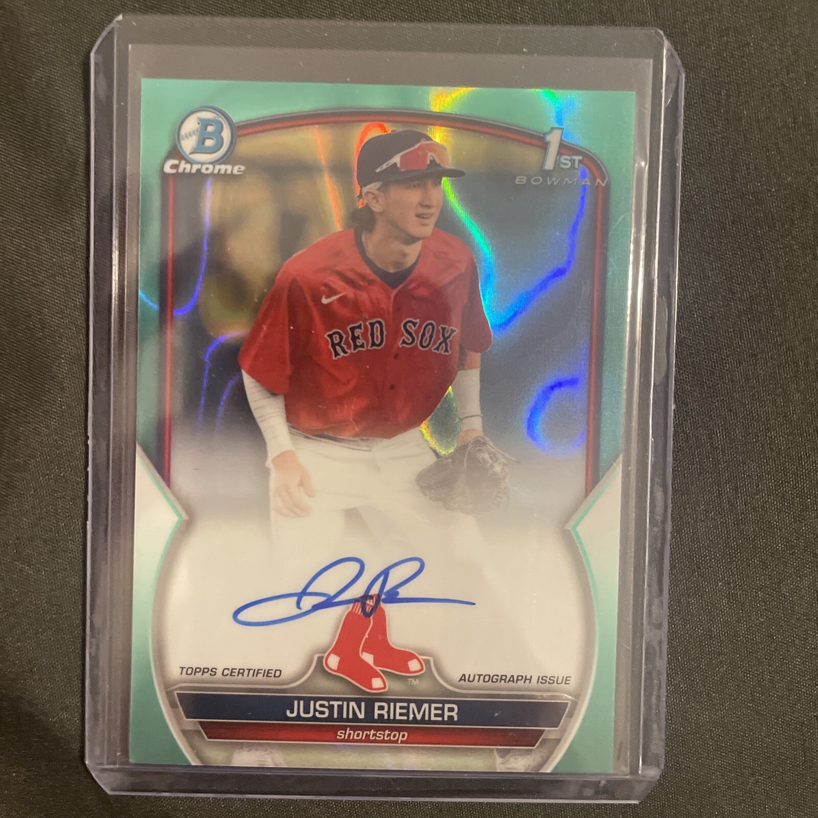 Justin Riemer 2023 Bowman Chrome Draft 1st Auto /199 Aqua Lava