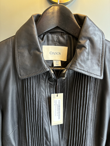 Oasis Leather Pleated Belted Mini Dress Black Size 10 - New With Tags - RRP £259 - Picture 8 of 11