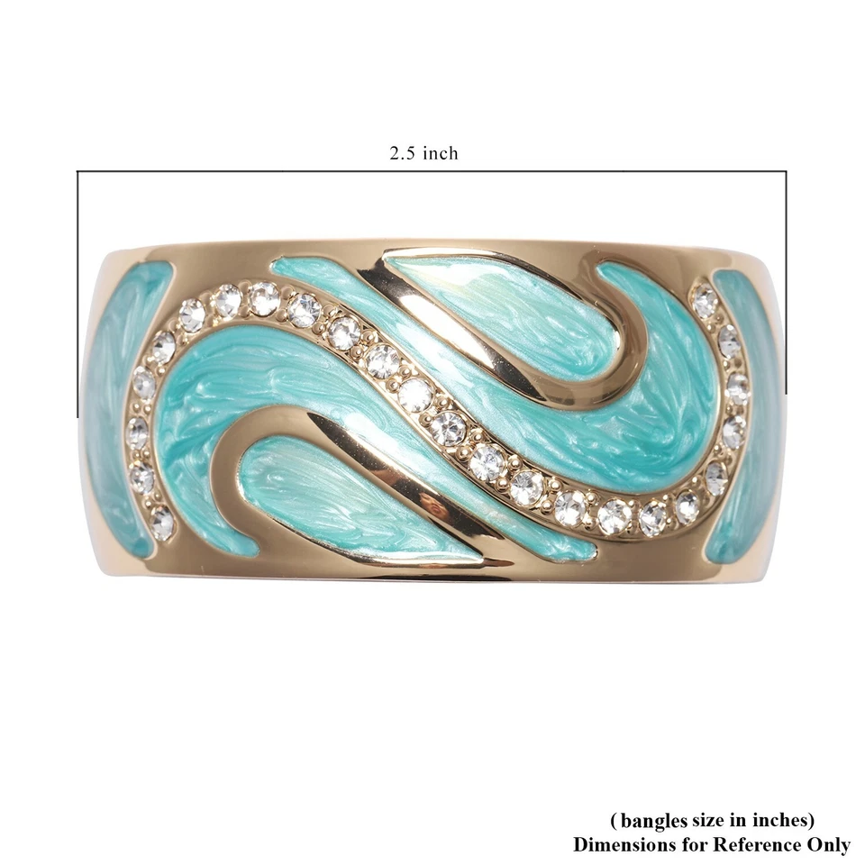 White Austrian Crystal Enameled Bangle Bracelet in Goldtone (7.25 In) NIB - Image 4 of 4