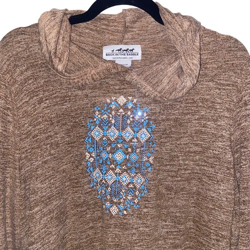 Camiseta con capucha Back In The Saddle Top para mujer XL vaquera boho suroeste azteca - Imagen 3 de 12