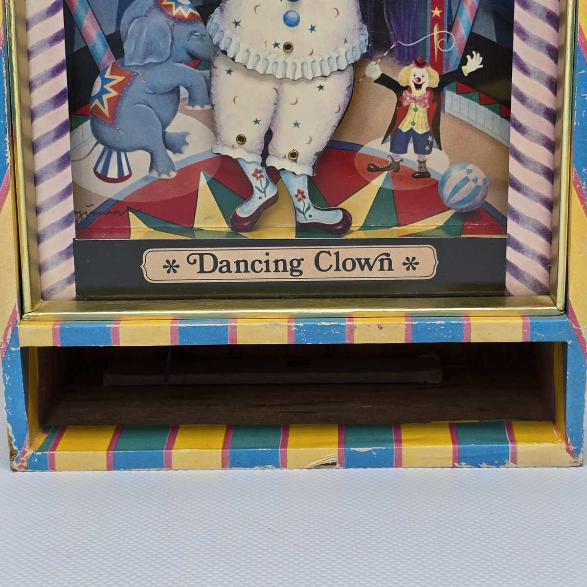 mimi the clown /シルクスクリーン Koji Murai 1977 Circus Dancing Clown Toy Music Box Pierrot