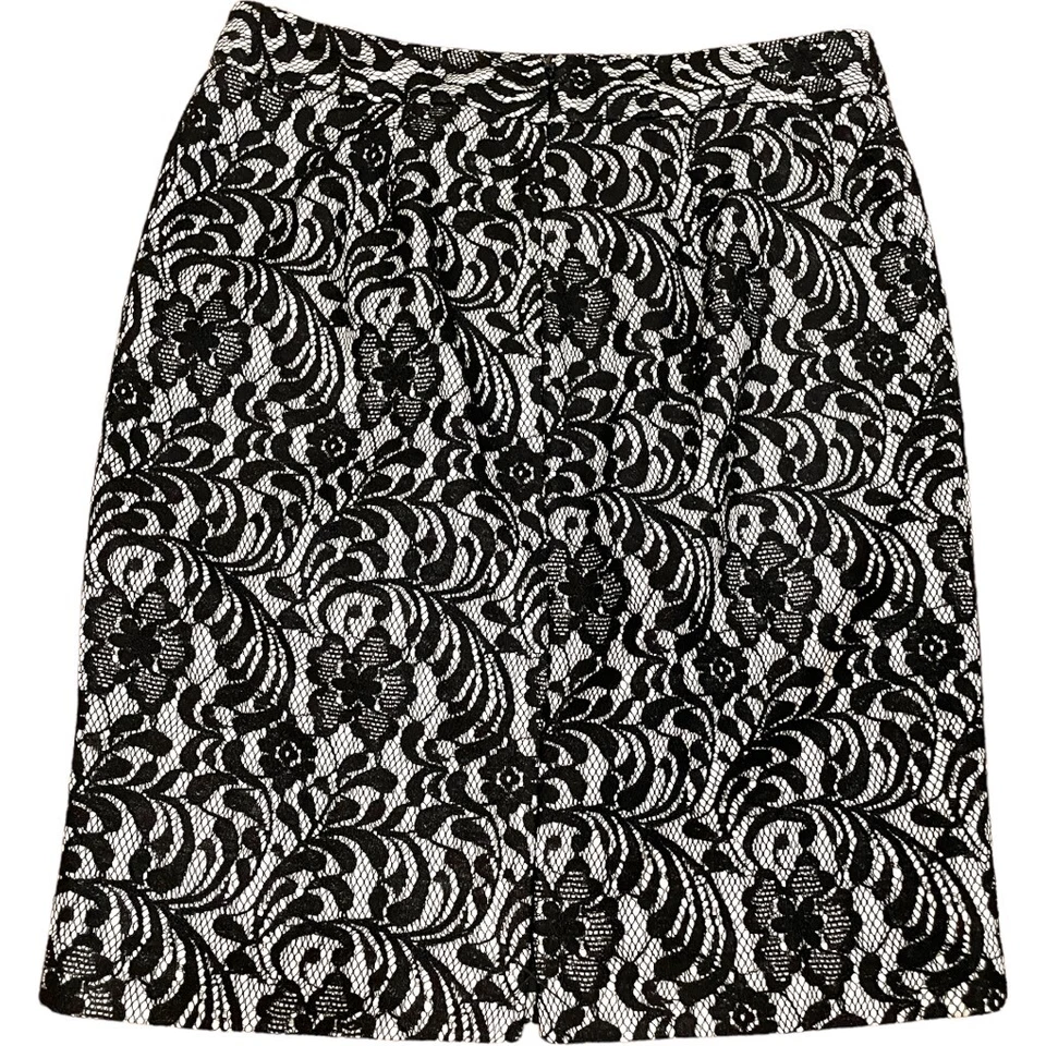 Worthington Mujer 4 Faldas Lápiz Recto Encaje Negro Blanco Forrado Cremallera Trasera Nuevo sin Etiquetas Foto 4 de 4