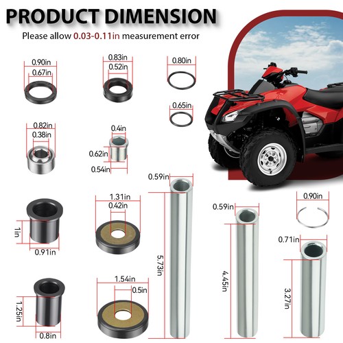 Rear Upper+Lower A-arm Bushing Shaft Kit for Honda Rincon TRX650 TRX680 (2 set) - Picture 8 of 10