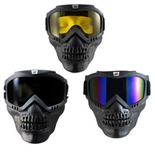 3 Birdz Eyewear Skullbird Skull Mask Goggles Smoke Yellow ReflecTech Blue Lenses
