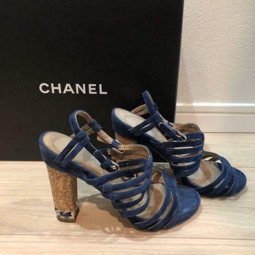 Auth CHANEL CC Strappy Slingback Suede 