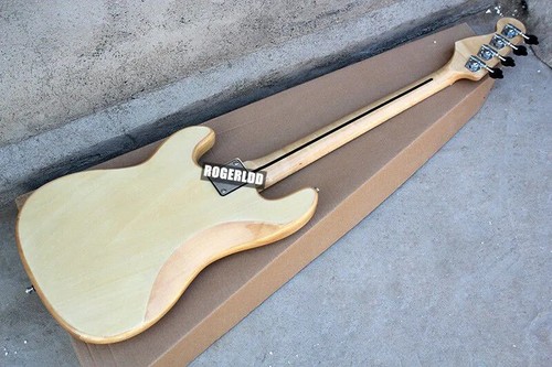 4 Strings Precision Vintage Natural Jazz Electric Bass Guitar Ash Body,Dot Inlay - Picture 6 of 6