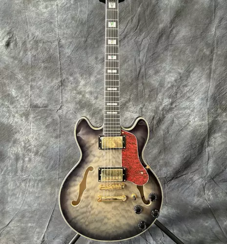 ES-339 Electric Guitar Quilted Maple Veneer Transparent Black H-H Pickups