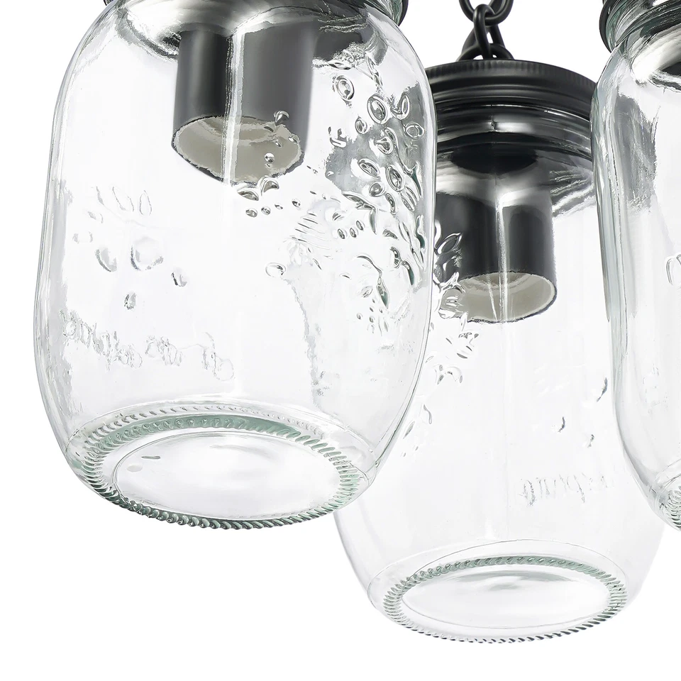 Lámpara de techo colgante isla de cocina granja vidrio albañil tarro luz Foto 4 de 4