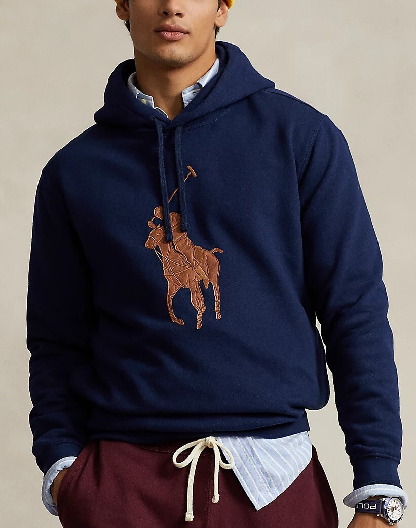 Polo Ralph Lauren Uomo RL Pelle Grande Pony Felpa con Cappuccio S