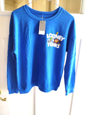 New with Tags Looney Tunes That's All Folks Graphic Sweatshirt blue - Size XS