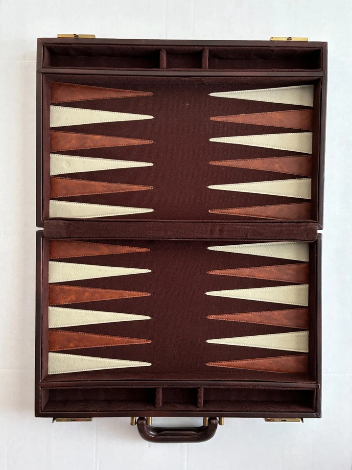 Vtg Backgammon Set Swirl Marbled Chocolate and Yellow Checkers Bakelite(?) - Image 2 of 4