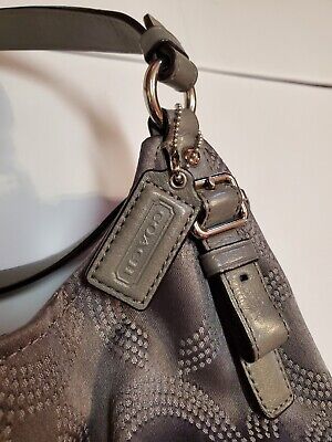 COACH Madison Dotted Op Art Grey Sateen Leather Purse COACH Madison Dotted Op Art Grey Sateen Leather Purse