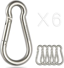 Stainless Steel Spring Snap Hook Carabiner - 304 Stainless Steel Clips, Set of 6