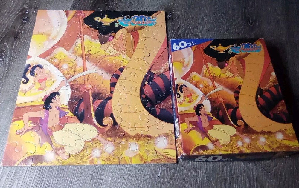 Vintage Disney Aladdin Puzzle by Golden 63 Pcs 1990's 12 1/2 x 15