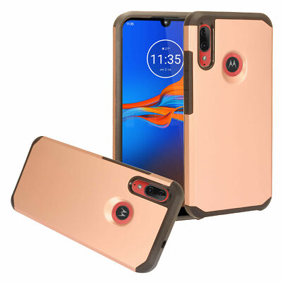 For Motorola E6 Plus XT2025 Rubberized Hybrid Slim Shockproof Case  Pink/Black