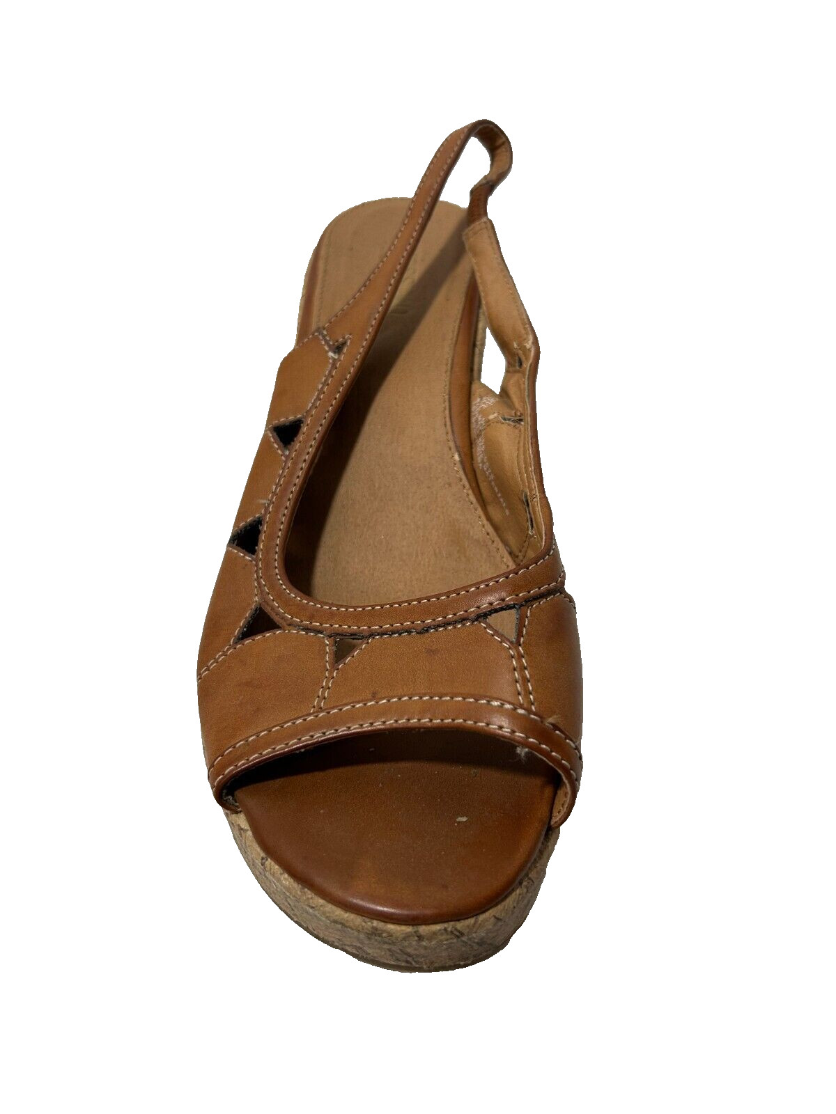 MOSSIMO SUPPLY CO. strap wedge heel shoes Womens SIZE 9.5 Tan Brown pep hole image 3