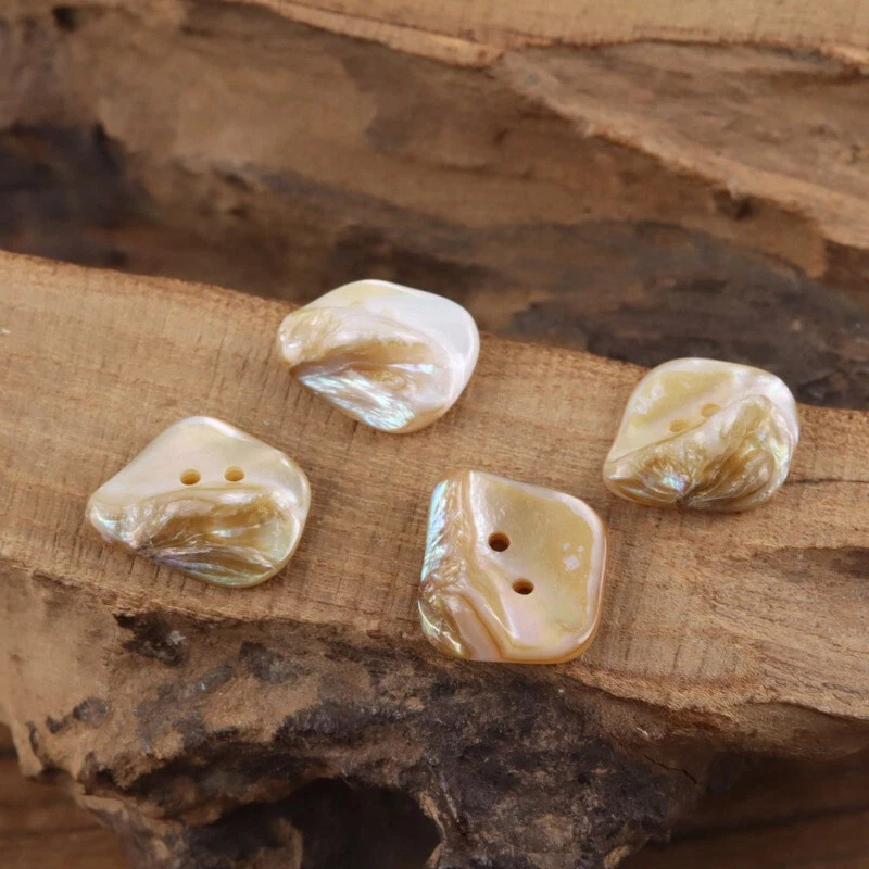 10Pack Natural Shell Irregularly Shaped Buttons 2-Holes DIY Clothing Accessories - Image 2 of 4