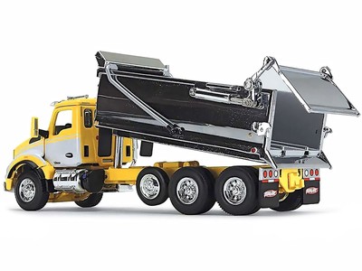 Kenworth T880 Day Cab with Rogue Transfer Dump Body Truck Yellow with White and 