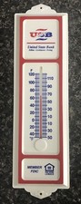 Vintage USB United State Bank Plastic Advertising Thermometer Made In USA EUC
