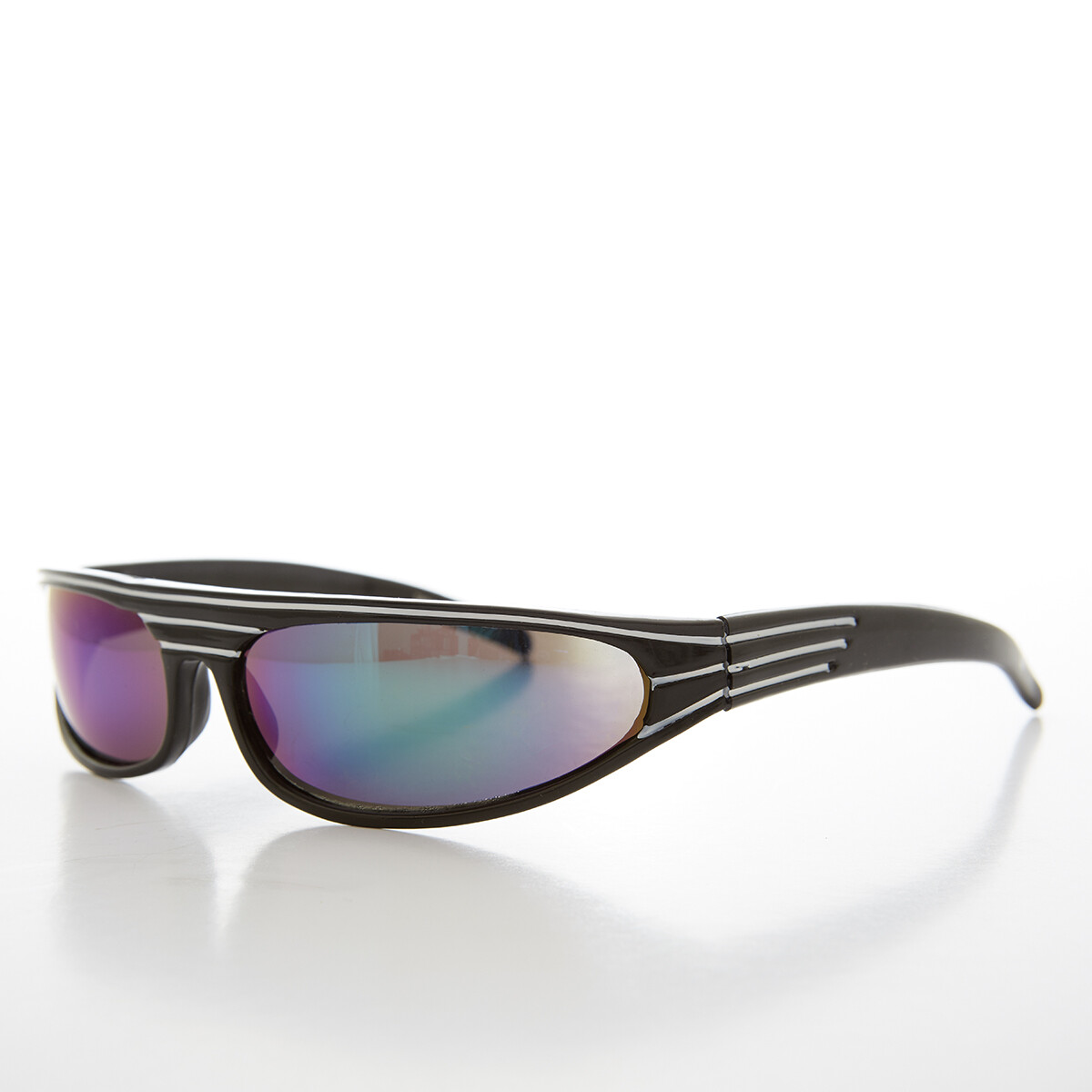 Black Futuristic Wrap Around Sporty 80s Vintage Sunglass  display picture 2