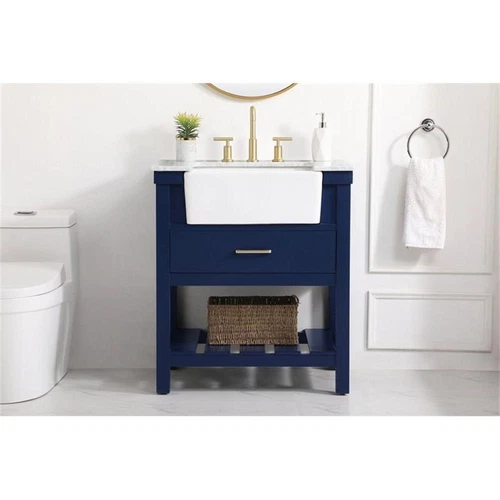 Elegant Decor Clement 30" Aluminum MDF Single Bathroom Vanity in Blue - Picture 7 of 8