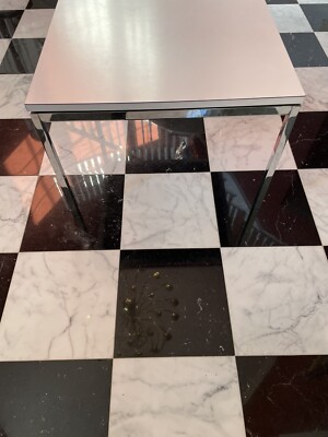 Florence Knoll White Square Espresso Marble Low Side or Coffee Table 24'' Square