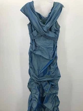 Pre-Owned Teri Jon Blue Size 10 Sleeveless Maxi Evening Gown