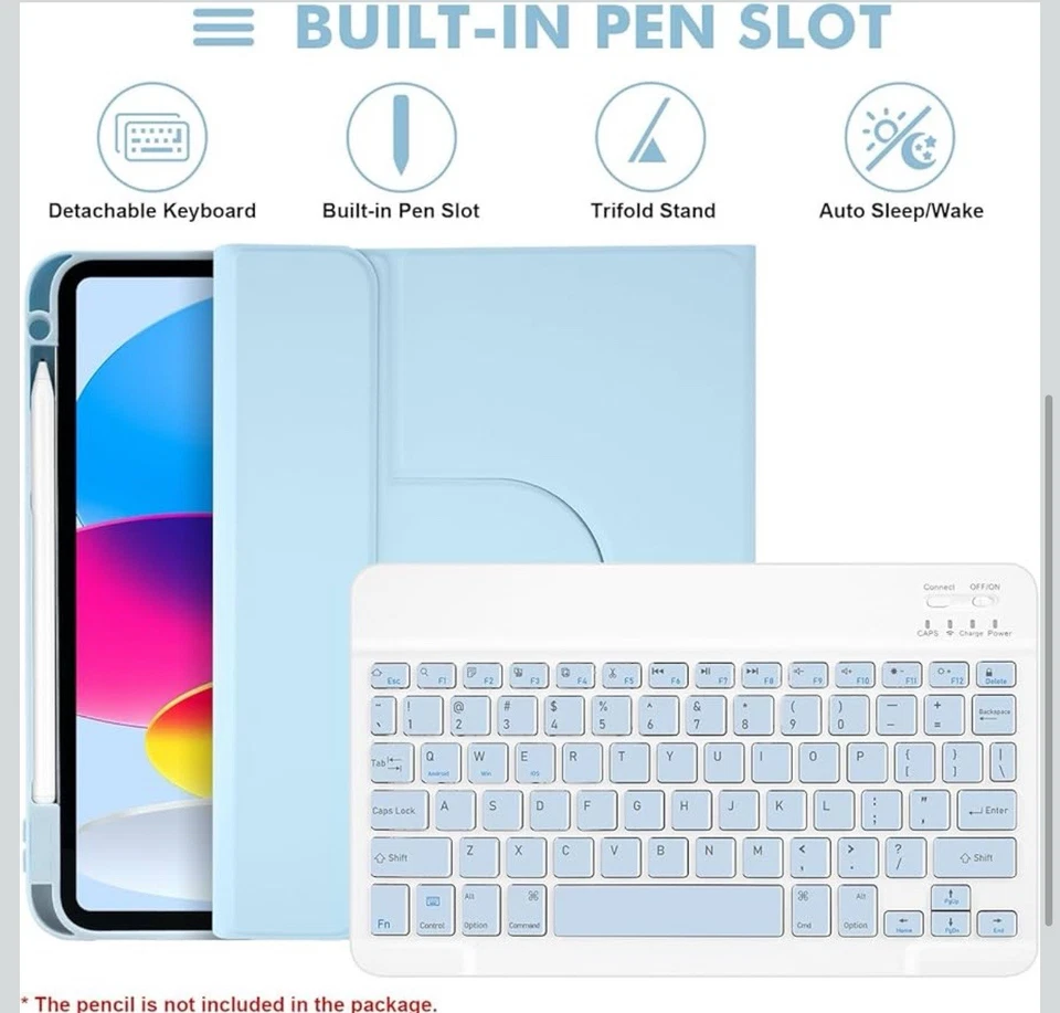 Wireless Keyboard Case Magnetic Cover Full Body For iPad 9th/8th/7th Gen 10.2 In - Image 3 of 4