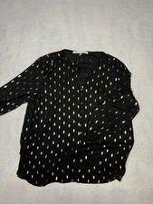 NWT Collective Concepts Women’s Medium Black And Gold Metallic Blouse