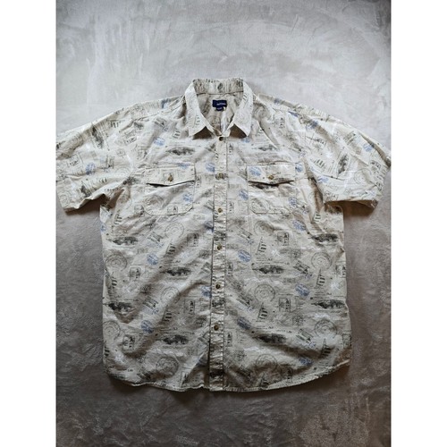 Basic Editions Shirt Mens 3XLT Tall Nautical All Over Print Button Up Hawaiian - Picture 2 of 9
