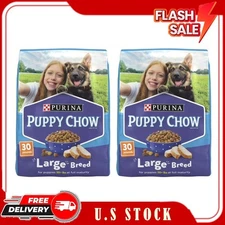 2 Bags Purina Puppy Chow Dry Dog Food for Large Breeds with Chicken, 30 lb Bag