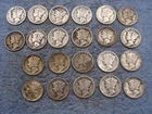 22 SILVER MERCURY DIMES WITH DATES AND PROBLEMS lot 47