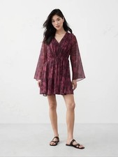 NWT Banana Republic Chiffon Side-Tie Mini Dress Pink Floral Medallion MP 813500
