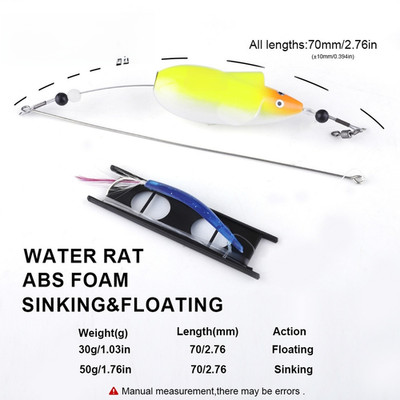 Mouse Style Thunfischköder 30g Float 50g Sink 70mm ABS Schaum für Tiefseeangel