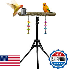 Arfubye 16-63 Inch Height Adjustable Bird Perch Pepper Wood Parrot Training Perc