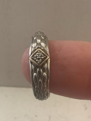 Marcus And Company Korbgeflecht Diamant Sterling und 14k Huggie Ohrring