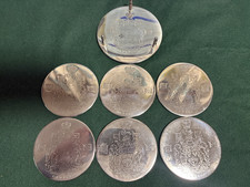 Vintage Leonard Silver Plated Canada Coasters Set of 6 with Caddy - Boxed