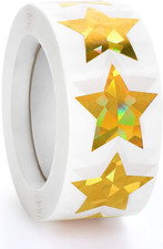 500PCS Holographic Gold Star Stickers, 1" Sparkly Lables for Kids