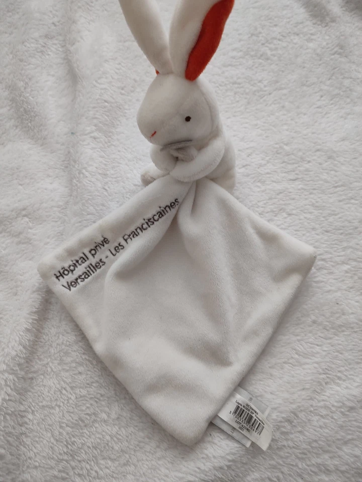 DOUDOU ET COMPAGNIE lapin blanc orange mouchoir hp versailles  franciscaines tbe - Photo 1/1