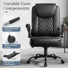 Executive Office Chair with Comfortable Lumbar Support, Flip-up Armrests, Black