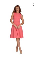 NWT Tommy Hilfiger Coral Textured Fit & Flare Sleeveless Dress Size 6 $119 Party