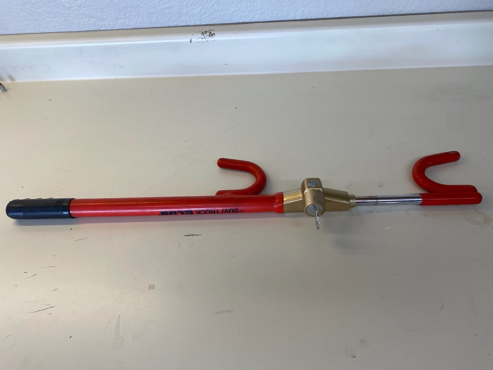 The Club Original Club Steering Wheel Lock with Anti Theft Device With Key Red