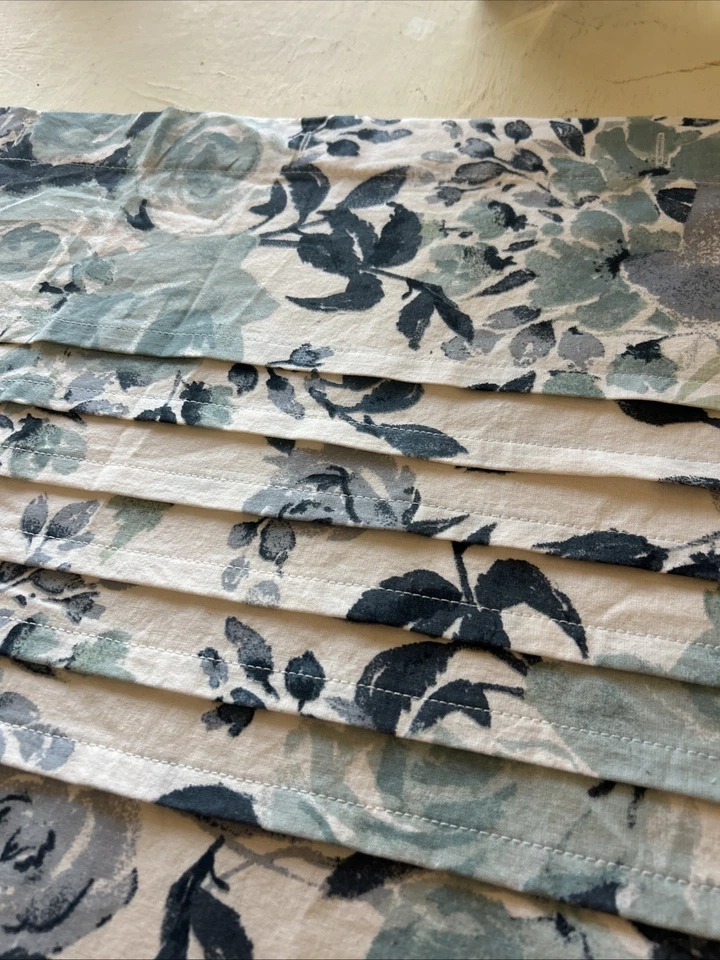 Vintage Floral Shower Curtain – Blue & Teal Watercolor Roses on Cream 72” x 72" - Image 3 of 4