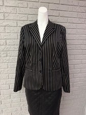 Ralph Lauren Women s Black Tan Silk Blend Pinstipe Blazer Jacket Size 12