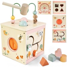 MILEFUN Wooden Activity Cube for 1 Year Old  7-in-1,Montessori Baby Toys,Edu...