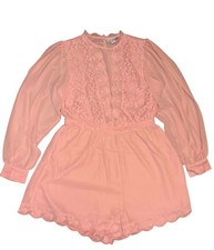 Topshop women's long sleeve lace scallop mini dress pink UK 10