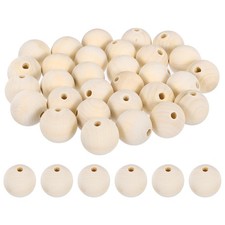 30Pcs 30mm Wood Beads, Unfinished Wooden Natural Beads Wood Spacer Beads