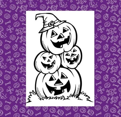 NIEDLICHER KÜRBIS-STAPEL, JACK O LATERNE, SILHOUETTE VINYL-AUFKLEBER, HALLOWEEN 8''