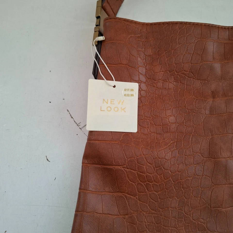 New Look Brown Faux Croc Tote Bag 38x37x11cm - Image 3 of 4